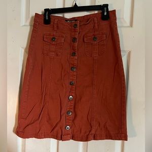 Roz &Ali button up mini skirt in Rust